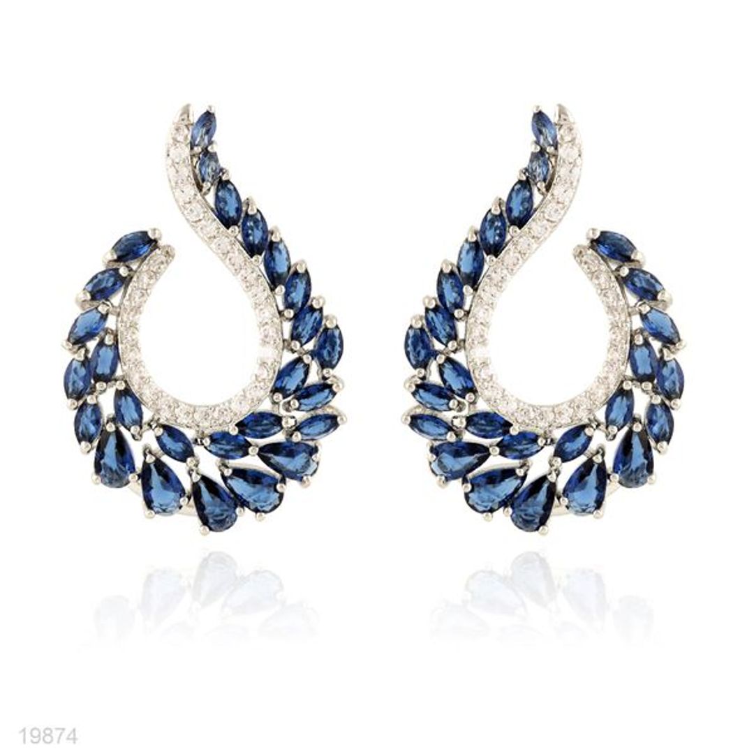Crystal Leaf Drop Earrings – Aqua Sparkle Edition
