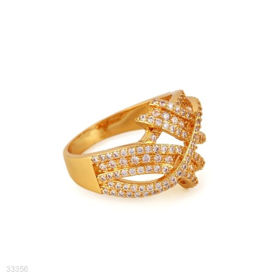 Elegant Crossover Crystal Ring – Silver Plated