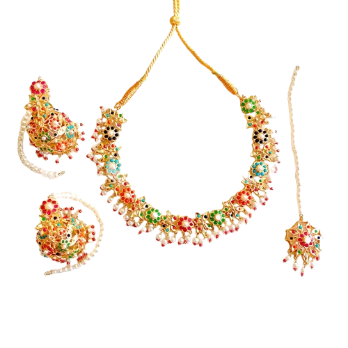 Multicolor Kundan Wedding Jewelry Set