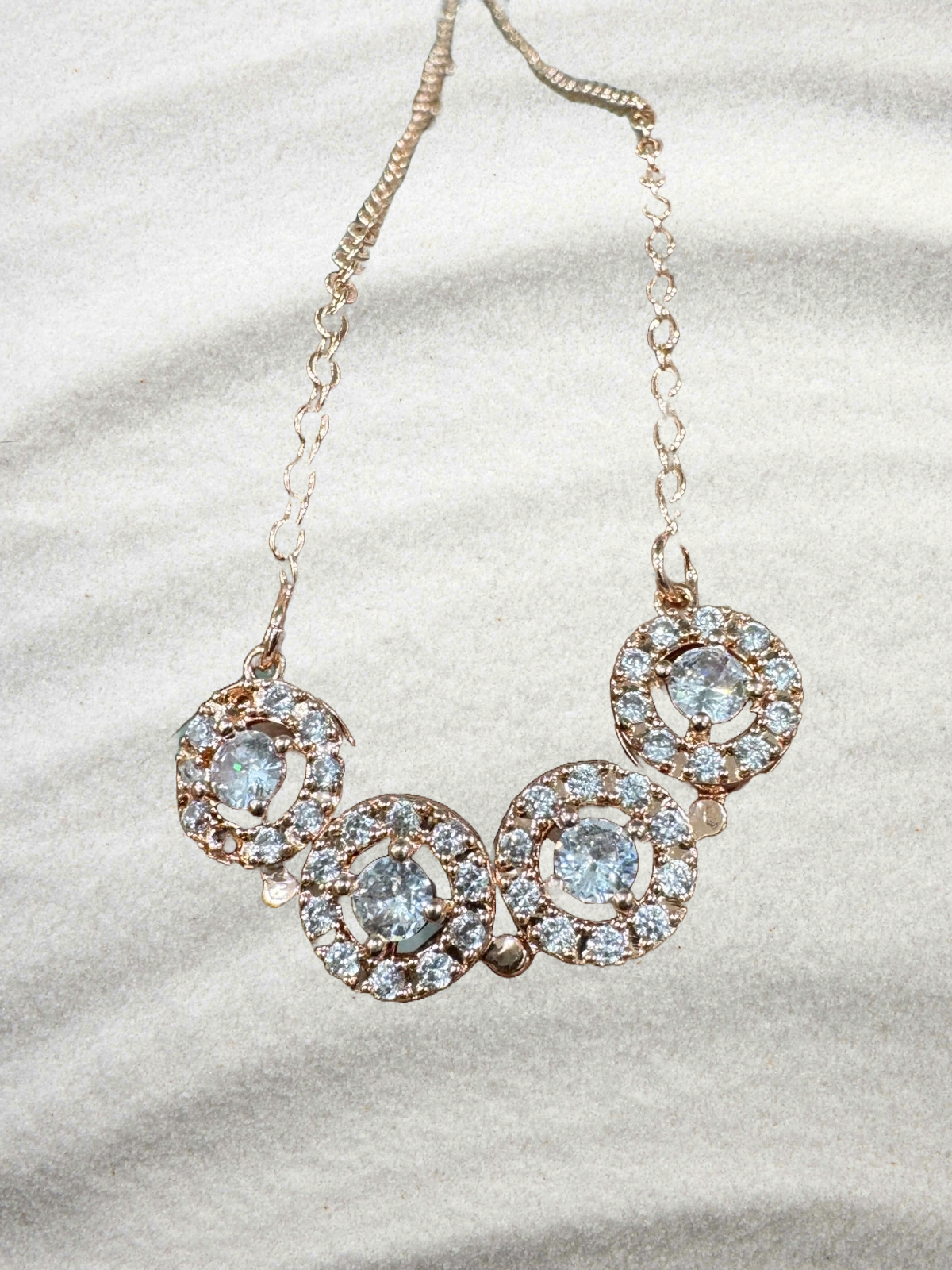Duo Crystal Pendant Necklace Set – Gold Plated