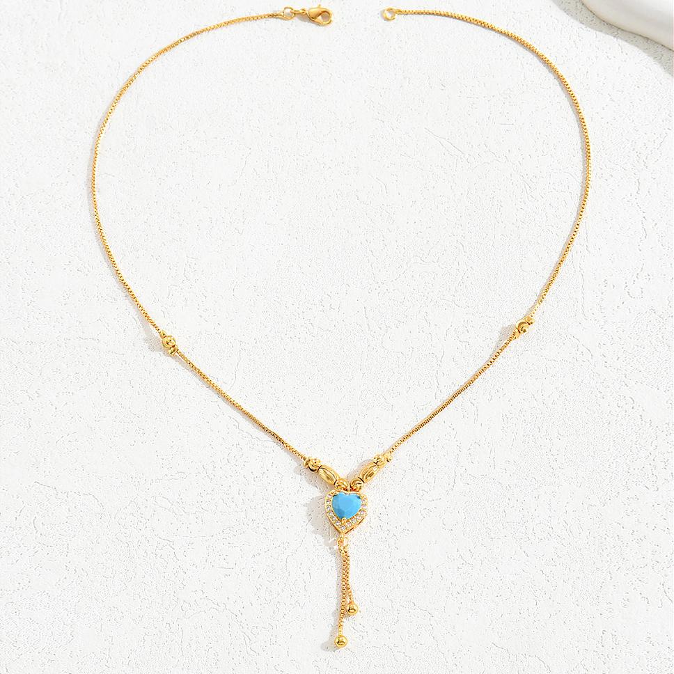 "Elegant Heart Drop Necklace for Women – 44cm"