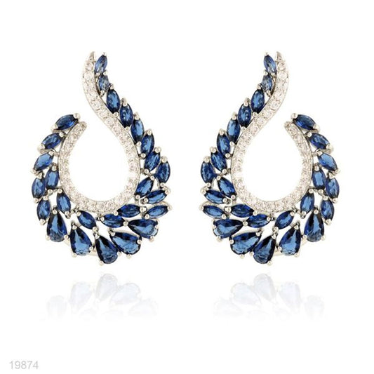 Crystal Leaf Drop Earrings – Aqua Sparkle Edition