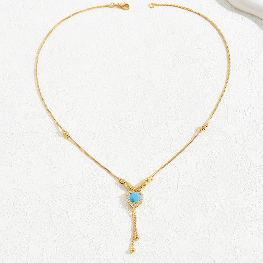 "Elegant Heart Drop Necklace for Women – 44cm"