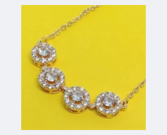 Duo Crystal Pendant Necklace Set – Gold Plated